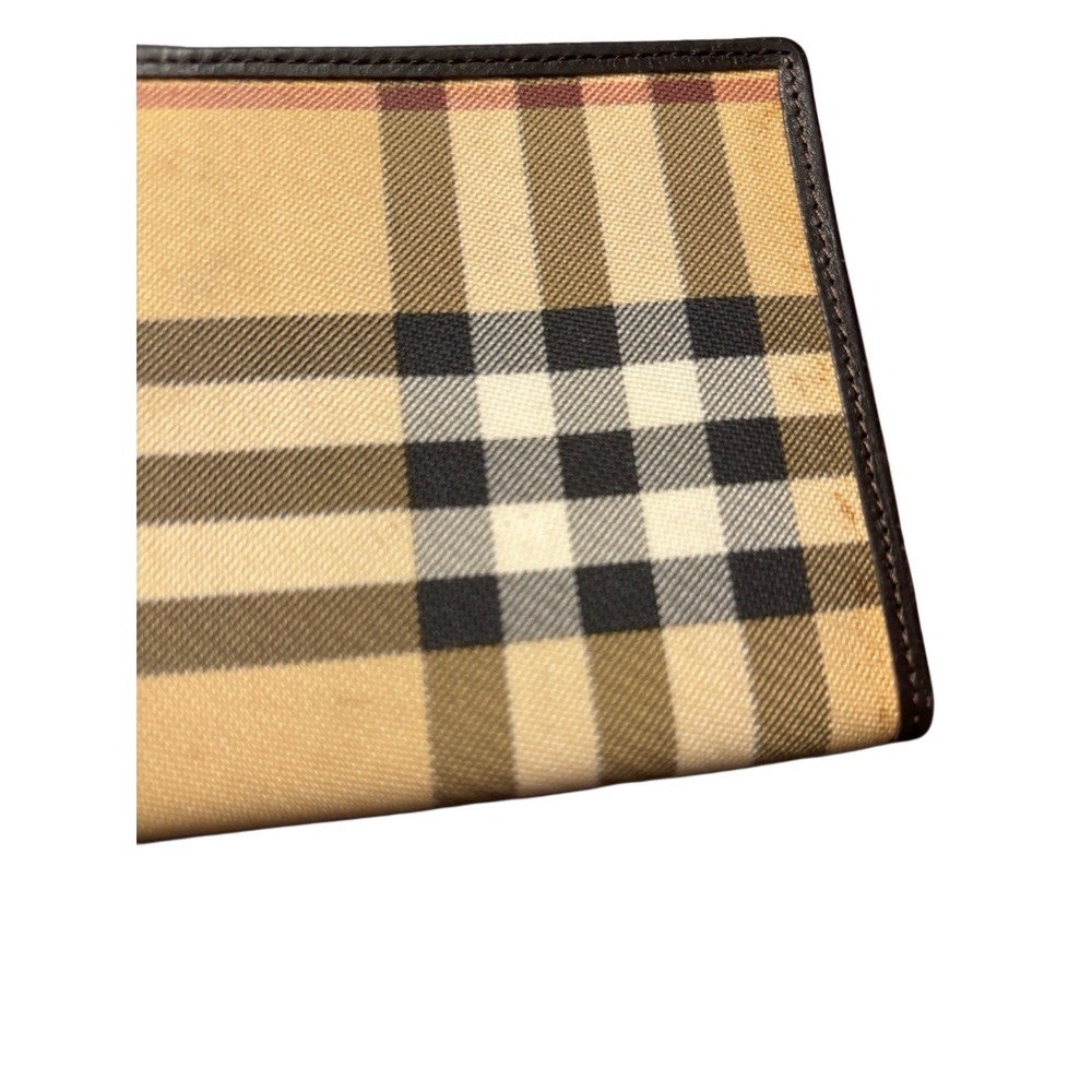 Burberry London Nova Check Canvas Leather Bifold Long Wallet Brown Made in Italy - Picture 4 of 7